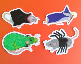Halloween Rat Stickers: Hand-Drawn Spooky Decals