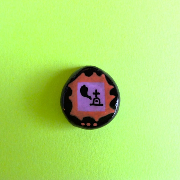 Dead Virtual Pet Pin Handmade Clay Pin Halloween Pin Retro 90s Pin 90s Kid Toys Pin 90s Nostalgia Pin Kidcore Pin Y2K Aesthetic Childhood