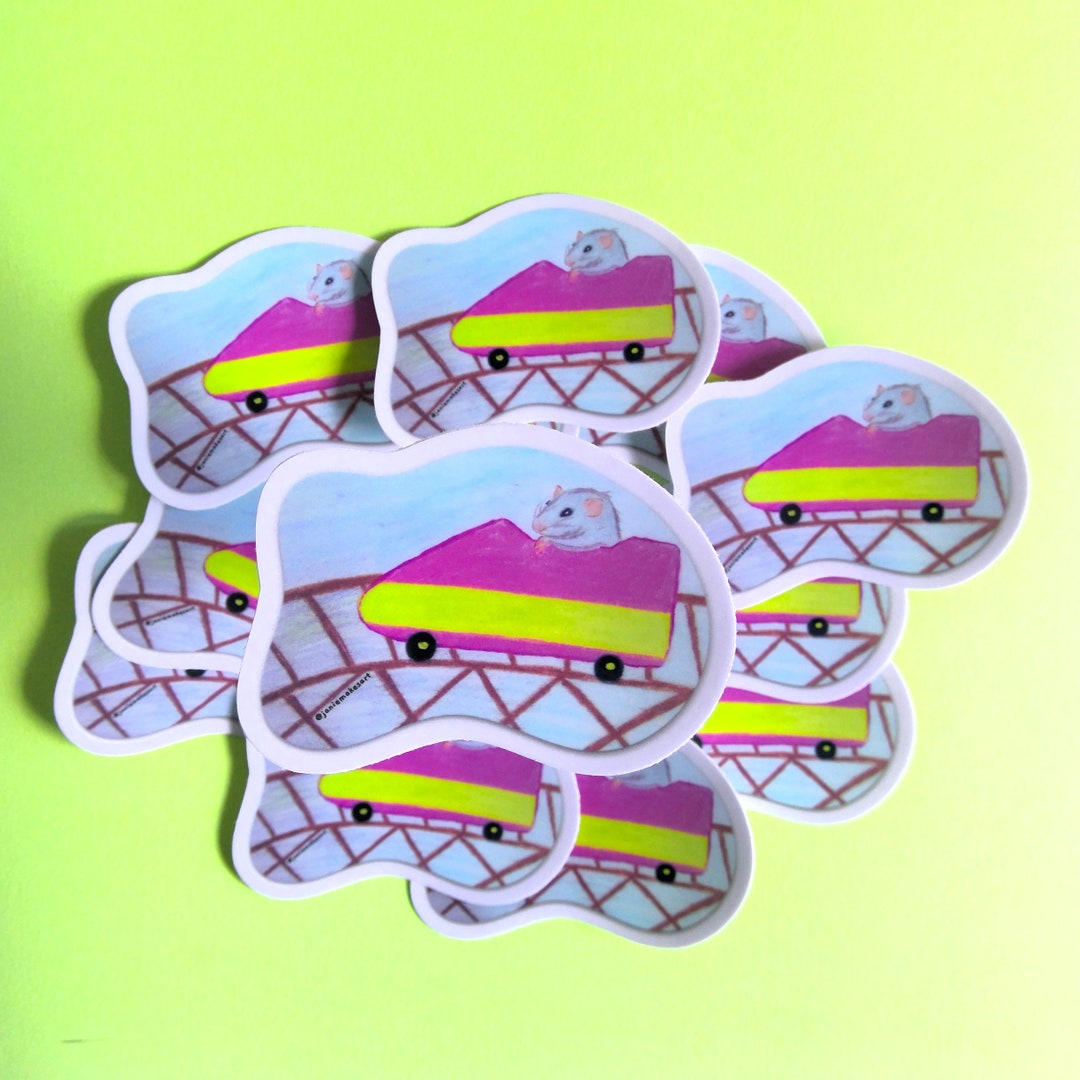 Roller Coaster Rat Sticker Cute Rat Sticker Amusement Park Sticker ...