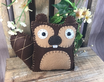 Hand Sewn Merino Wool Felt Beaver Plush toy decor