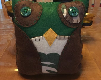 Green Camo Felt Owl