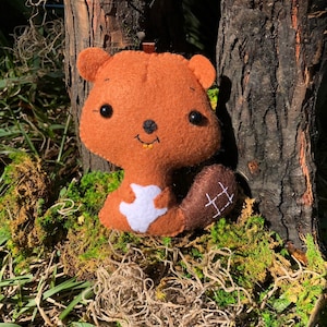 Hand sewn Wool Felt Beaver Ornament