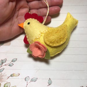 Handsewn Wool Felt Chicken Ornament