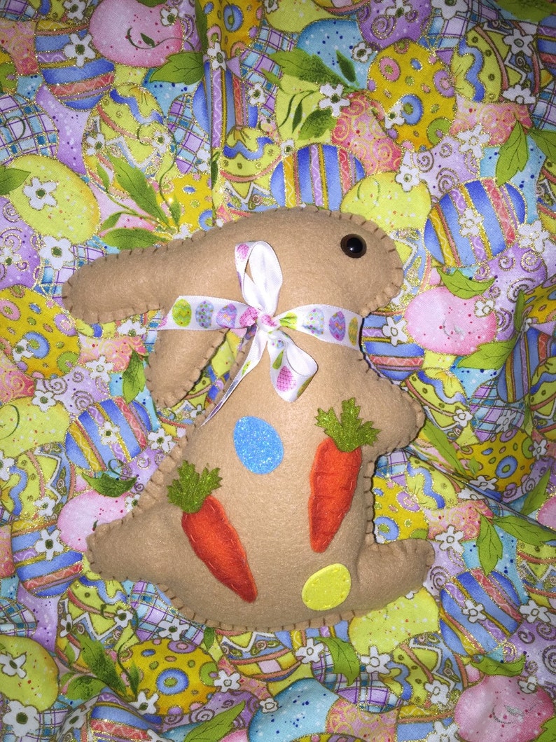 Felt Tan Standing Easter Bunny image 1