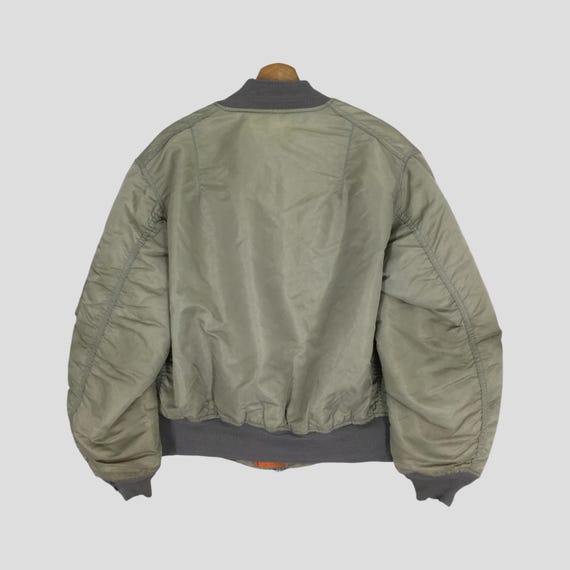 Vintage 90s Alpha Industries MA-1 Faded Green Bomber Jacket Large