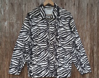 Vintage Cheetah Sweater Jacket Full Zipper Embroidery Small Logo