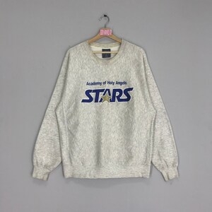 Rare!! Academy Of Holy Angels Stars Embroidery Logo Stars Sweater Gray Colour Size M