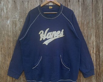 HANES Classic Big Logo Embroidery Logo Style Hanes Sweatshirts Pullover Size L