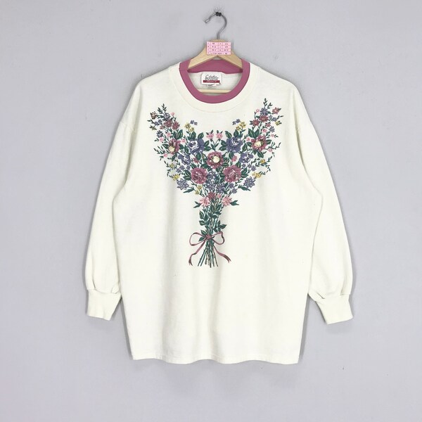 Vintage Floral Prints Casual Pullover Sweater main image 1