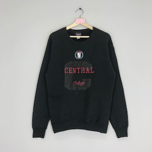Vintage 90s Jansports Central College Embroidery Logo Central College Sweater Pullover Black Size M