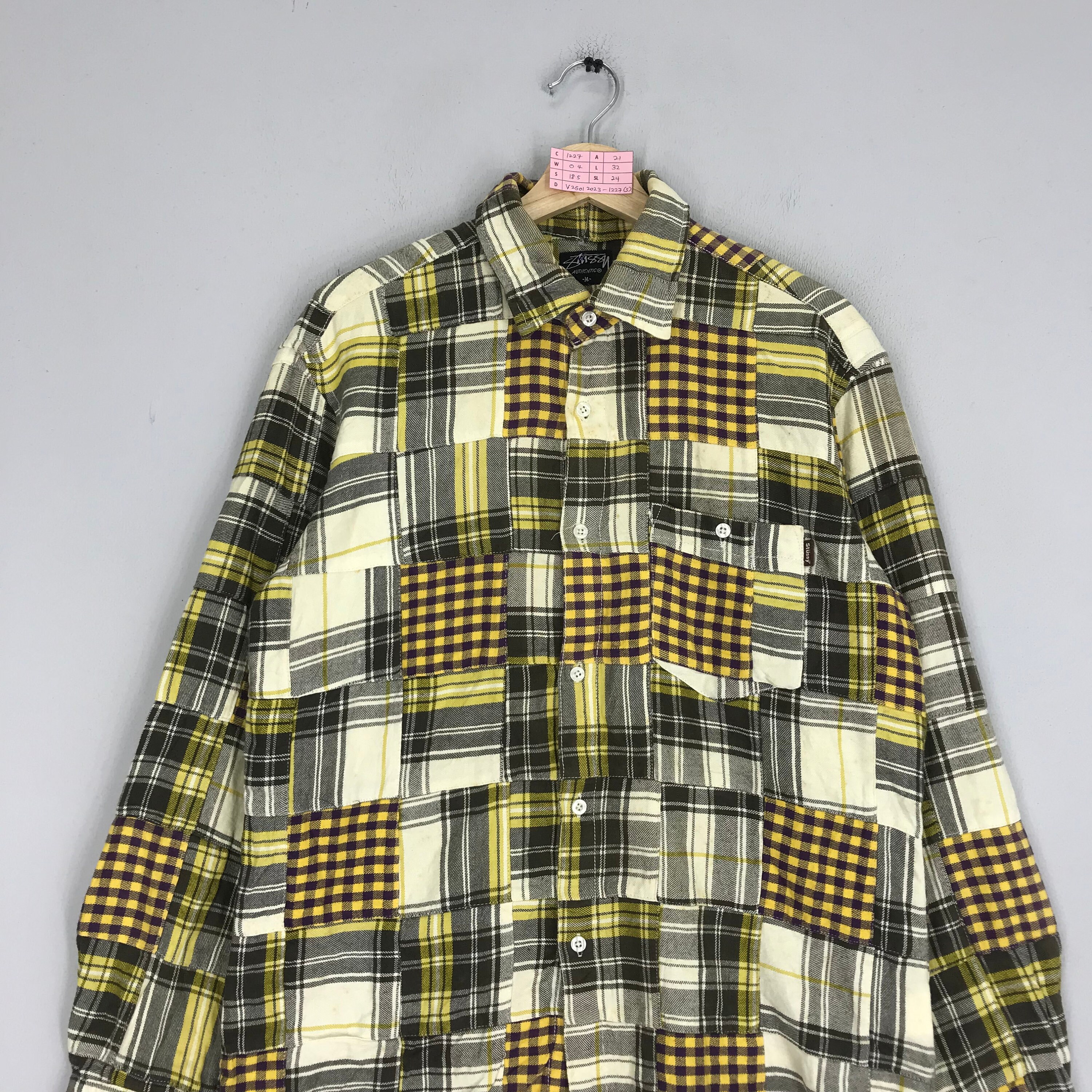 Vintage Stussy Patchwork Pattern Checkered Flannel Shirt Vintage Stussy Patchwork Pattern Checkered Flannel Shirt