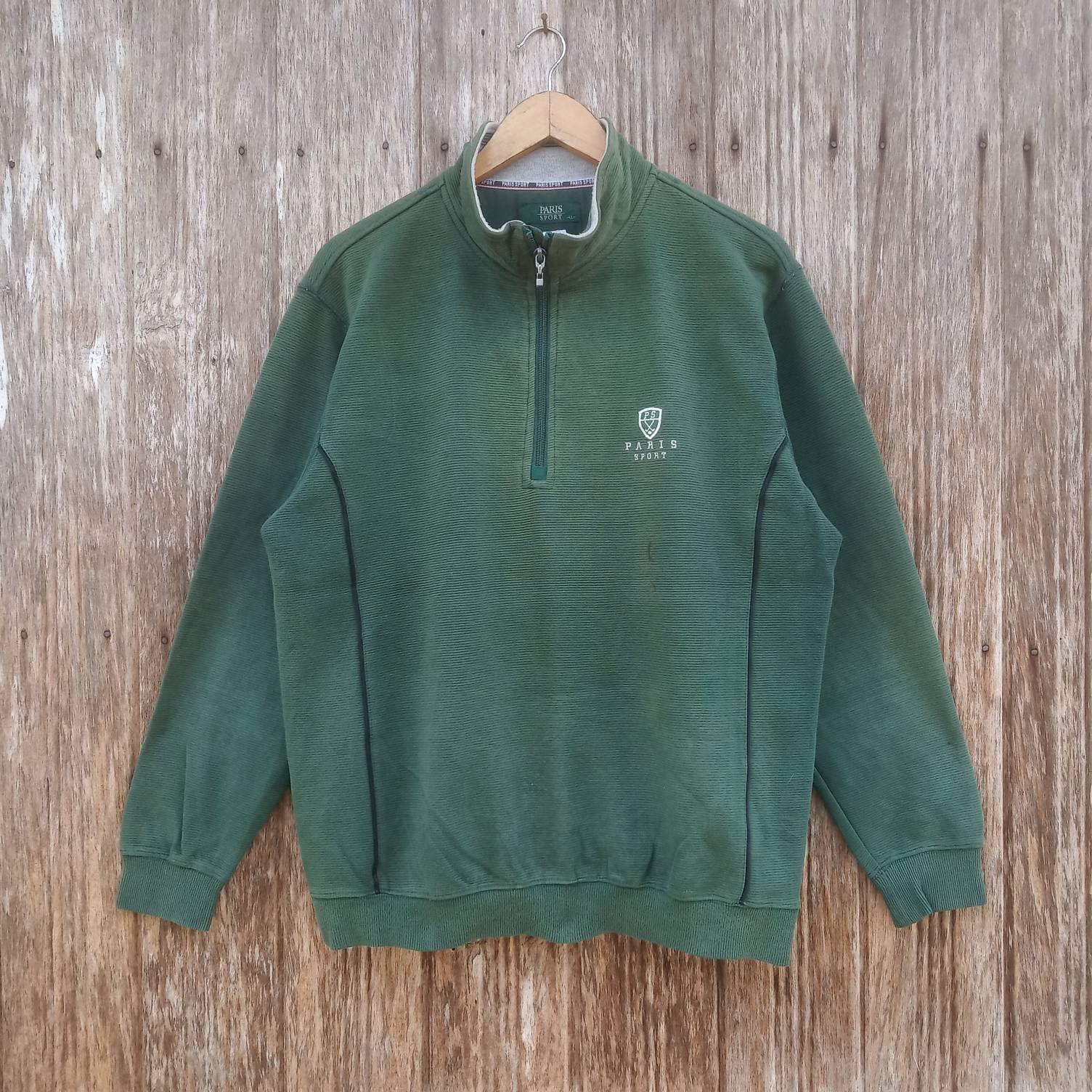 Paris Sport Embroidery Logo Half Zipper Sweatshirts Size M