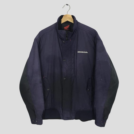 Vintage 90's Distressed Honda Motorsports Faded Blue Jacket Large