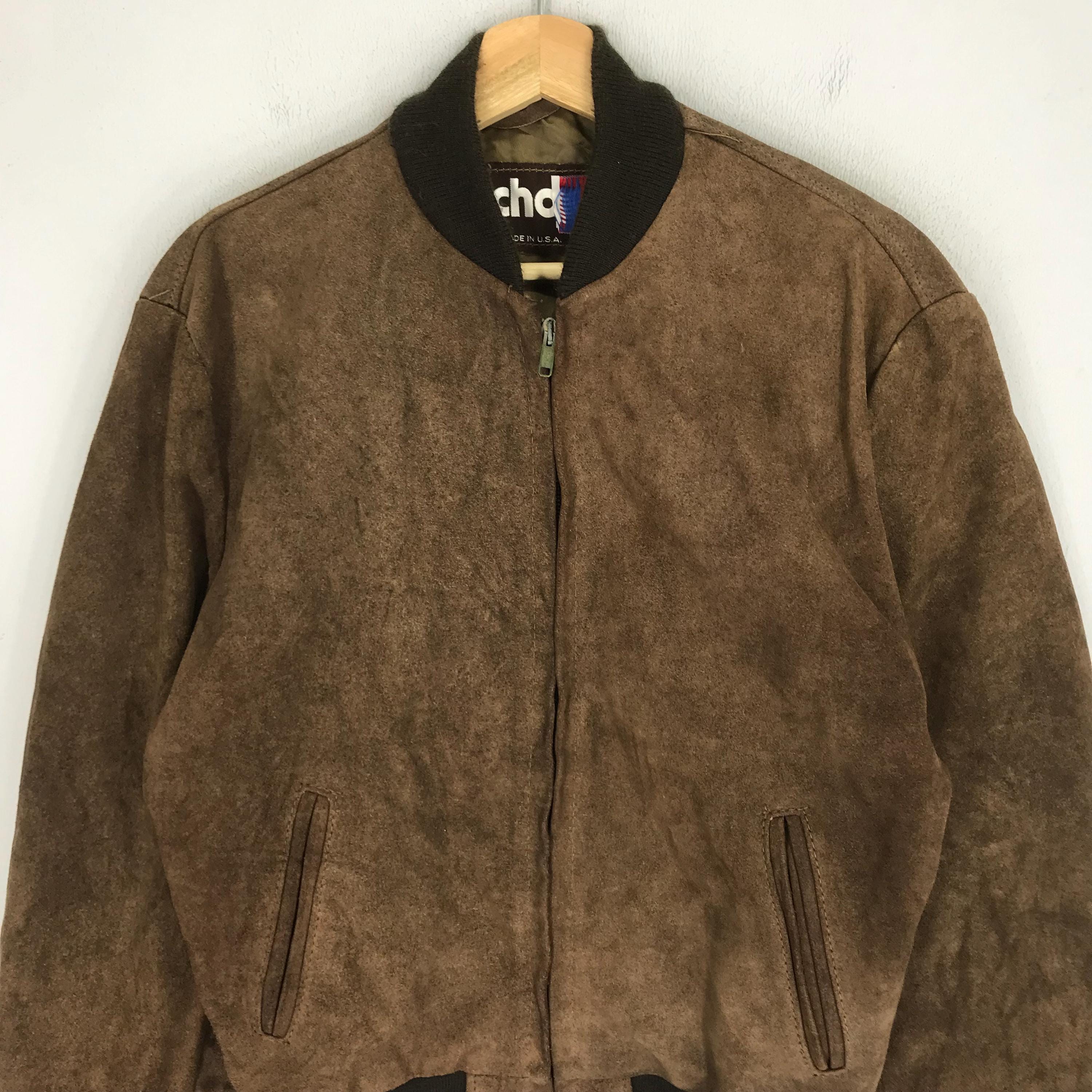 Vintage 90s Schott NYC Brown Suede Pure Leather Jacket