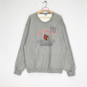 Bluzy Louisville Cardinals z lat 90. w stylu vintage, sweter Louisville, szary, sweter Louisville z okrągłym dekoltem, sweter Louisville, rozmiar XL
