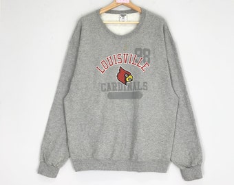 Vintage 90s Louisville Cardinals Sweatshirts Louisville Sweater Grey Louisville Crewneck Pullover Louisville Jumper Size XL