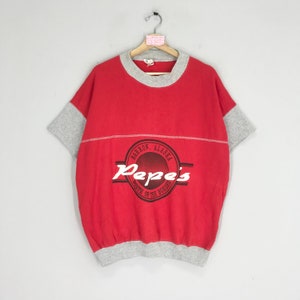 Vintage 90s Pepe’s Barrow Alaska Sweatshirt Alaska Crewneck Red Pepe’s Barrow Alaska Cropped Sweater Pullover Big Logo Size XL