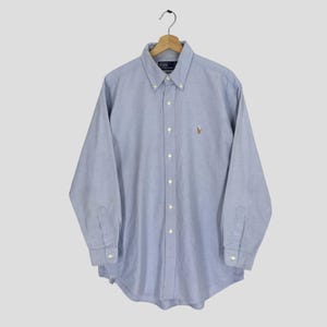 Vintage Polo Ralph Lauren Blue Jeans Shirt Xlarge Polo Ralph Lauren Embroidery Polo Pony Button Down Shirt Formal Oxfords Polo RL Size XL