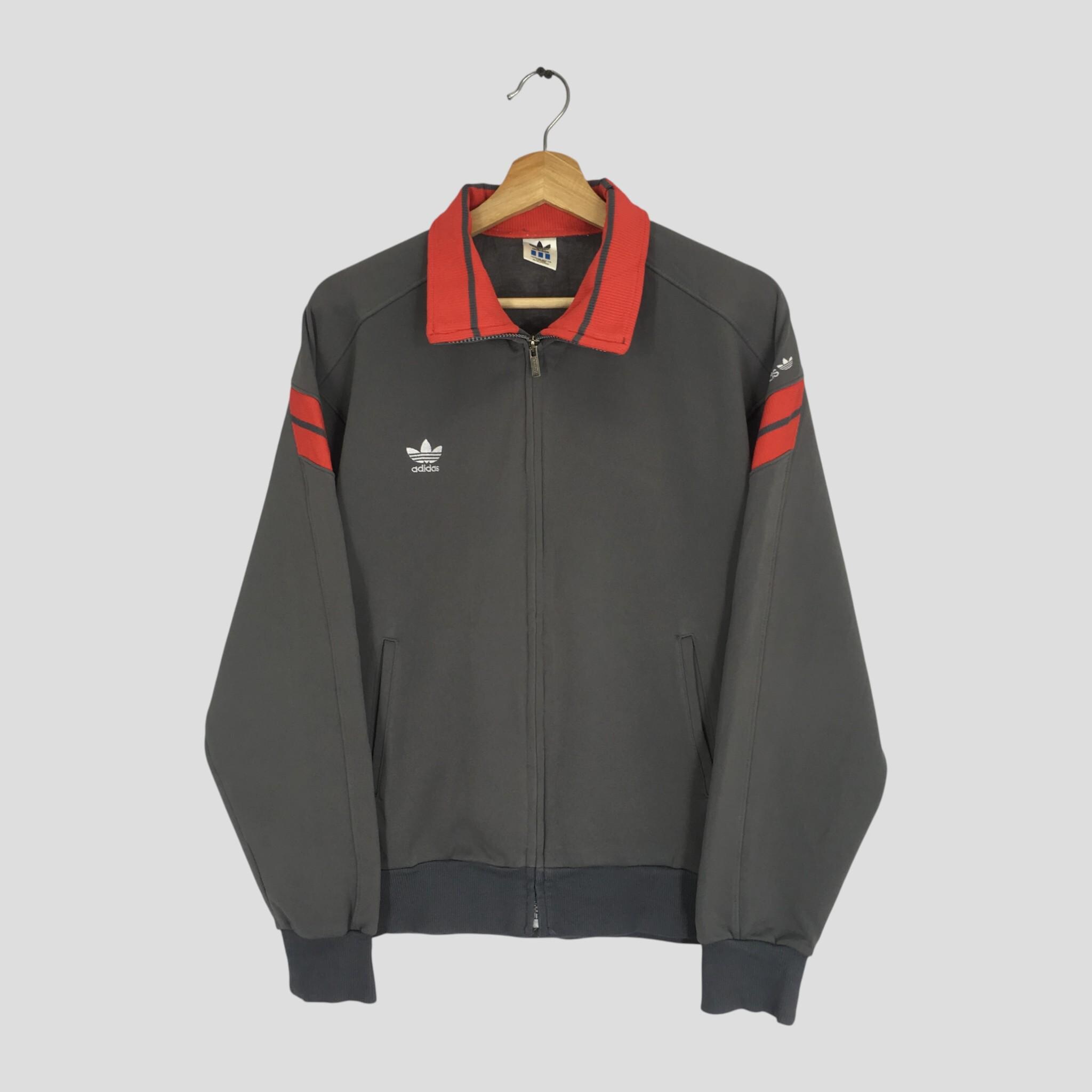 veste pull gris trèfle Adidas vintage des années 90 veste moyenne Adidas trois bandes survêtement course veste sportswear rétro fermeture éclair Adida