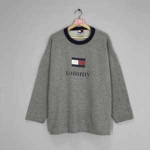 Tommy Hilfiger Logo Sweater Tommy Hilfiger Crewneck Gray Unisex Size XL