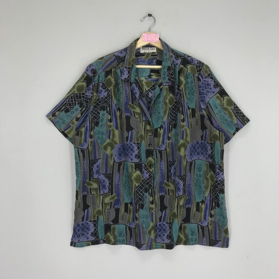 Vintage Abstract Pattern Baroque Polyester Shirt … - image 1
