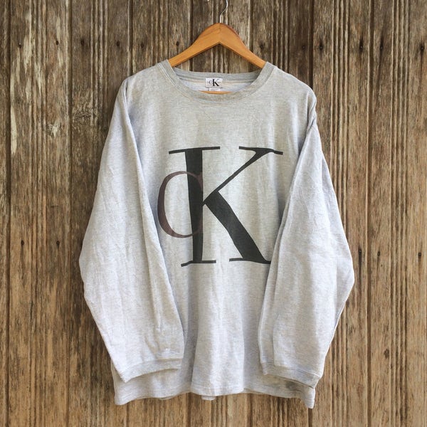 Vintage Calvin Klein Jeans Big Logo CK Sweatshirt Jumper/ Calvin Klein Nice Design Hip Hop Style Large Size