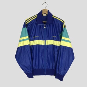 Vintage 90s Adidas Trefoil Windbreaker Jacket Medium Adidas Sportswear Colorblock Blue Track Light Jacket Adidas Windbreaker Size M