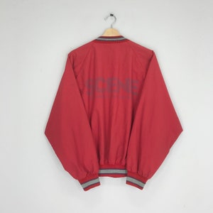 Vintage 90&#39;s Varsity Jacket Scene Big Logo Varsity Jacket Red Snap Button Down Jacket Varsity Size L