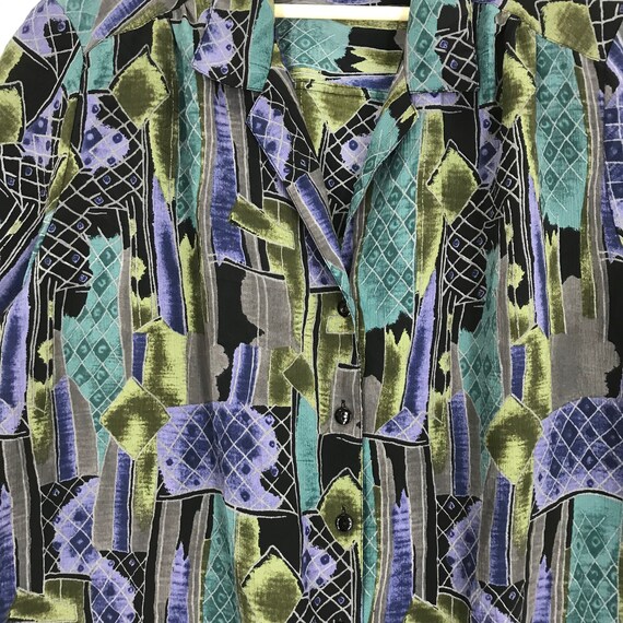 Vintage Abstract Pattern Baroque Polyester Shirt … - image 3