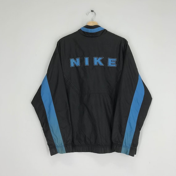 Vintage 90s Nike Blue Black Windbreaker Large Nike Spell Out
