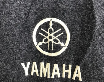 YAMAHA バイクジャケット ブラック×ブルー サイズM ロゴデザイン Vintage 90's Yamaha Motorsport Bomber Jacket Wool Black