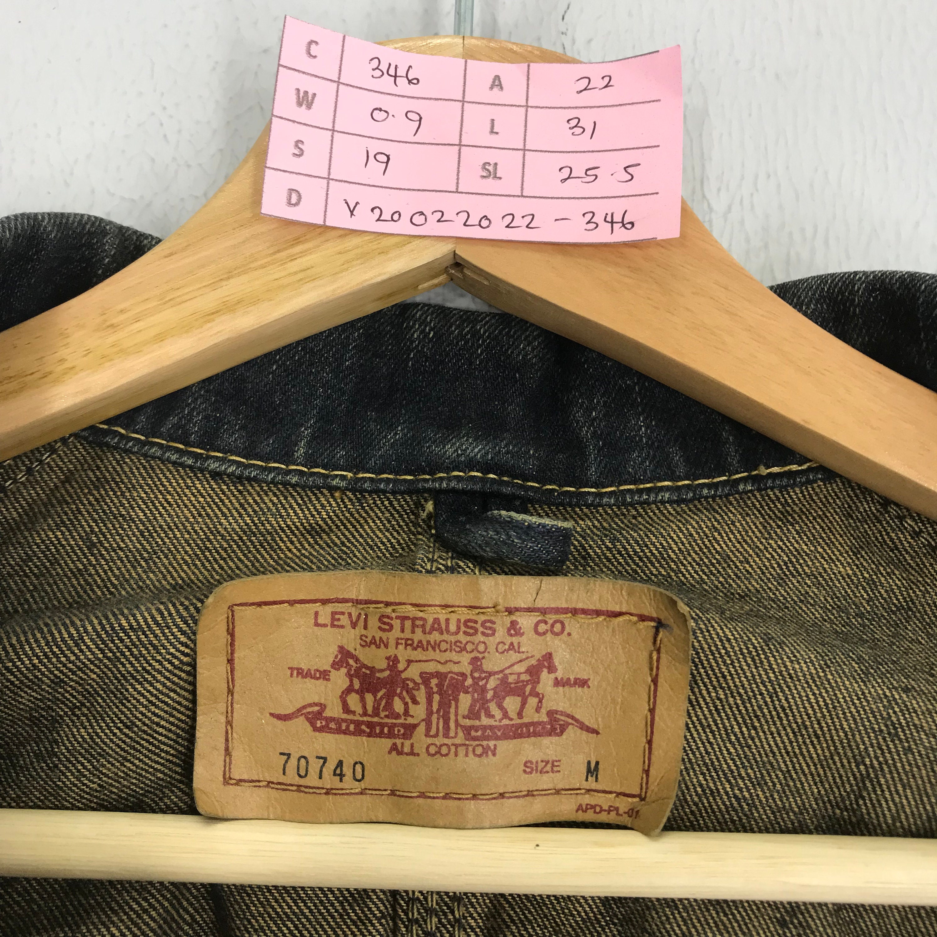 Vintage 90s Levi's Denim Jeans Workers Jacket Three Pocket Indigo