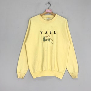 Vintage Vail Colorado Sweatshirt Vail Sweater Yellow Vail Crewneck Vail Mountain Colorado Embroidery Logo Vail Mountain Pullover Size M