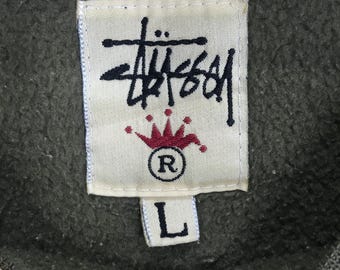 Vintage 90's Stussy Olive Green Sweatshirt Large Stussy Usa