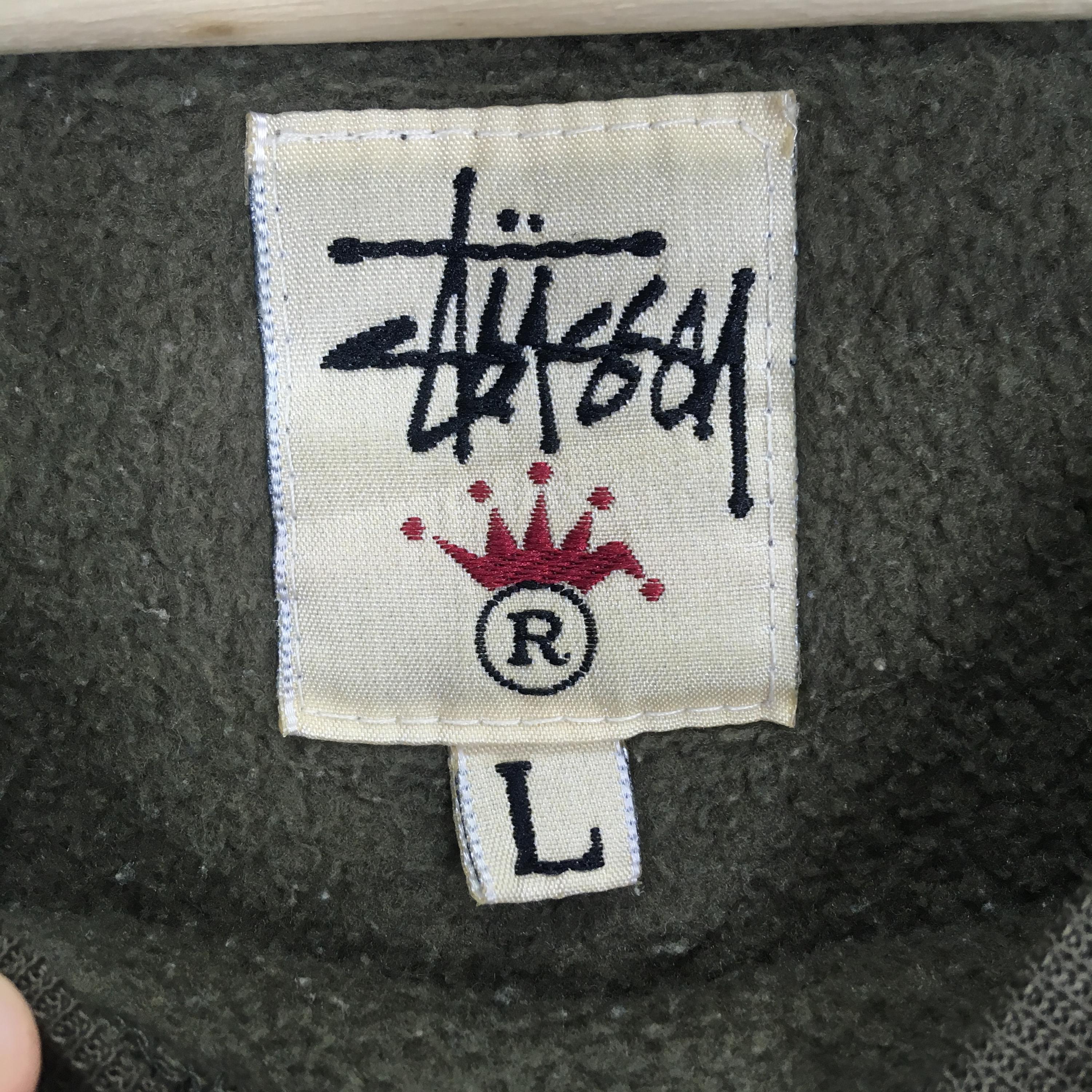 Vintage 90's Stussy Olive Green Sweatshirt Large Stussy Usa