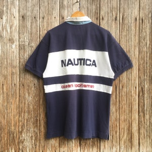 NAUTICA Ocean Sportsman Polo Shirt Big Logo Embroidery Unisex Medium size