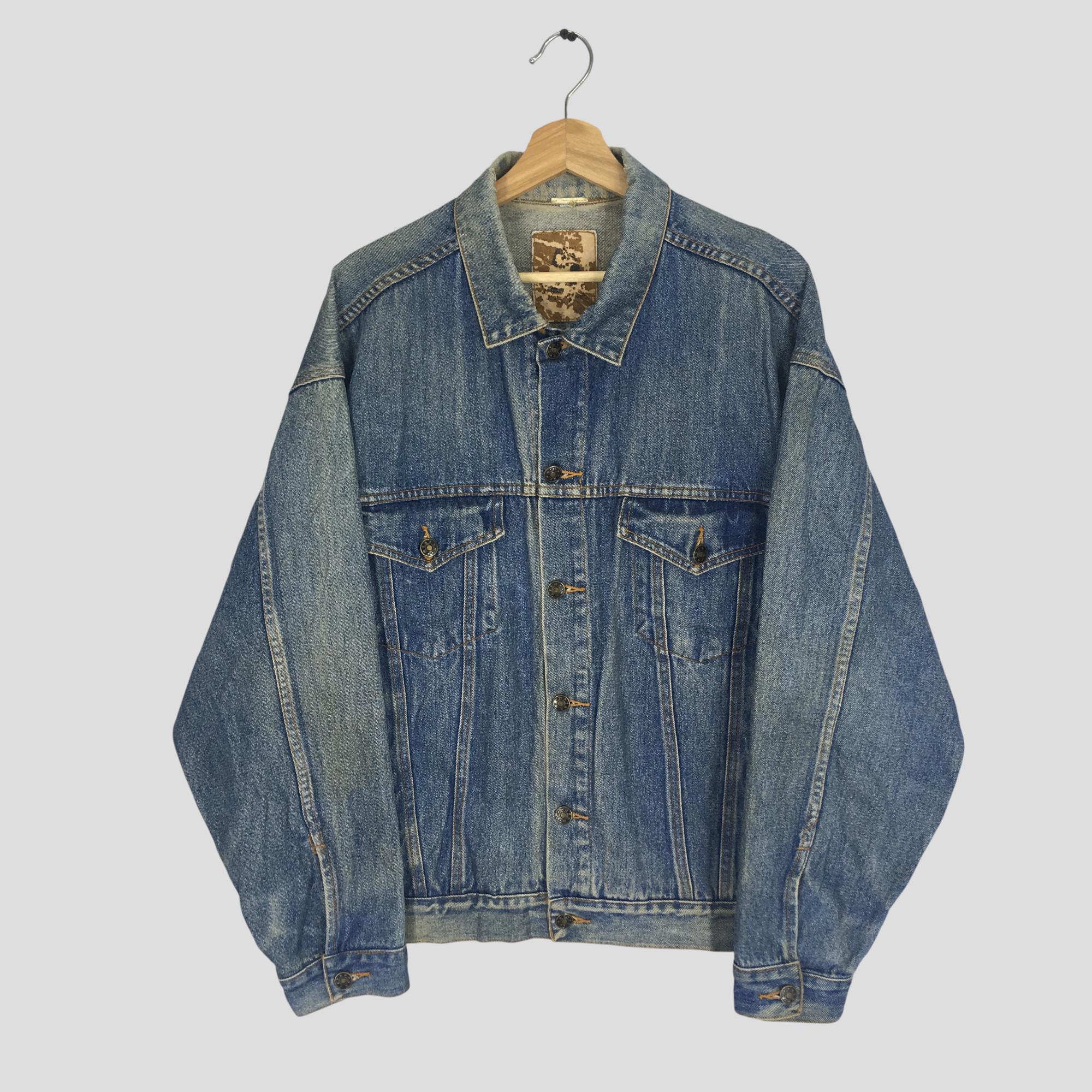 【STONE 】vintage baumwolle jacket Vintage 90's Denim Jacket Type 2 Stone Wash Jeans WWF Featuring