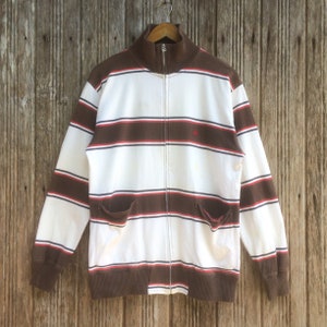Vintage Hang Ten Big Stripe Double Pocket Style Sweater Unisex Medium size