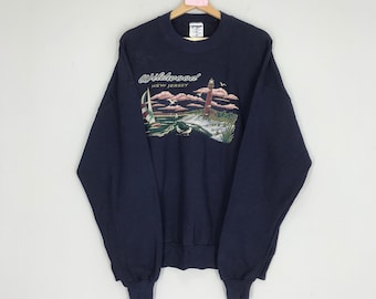 Vintage 90's Wildwood New Jersey Sweatshirt Wildwood New Jersey Sailing Boat Beach Crewneck Wildwood New Jersey Pullover Jumper Size XL