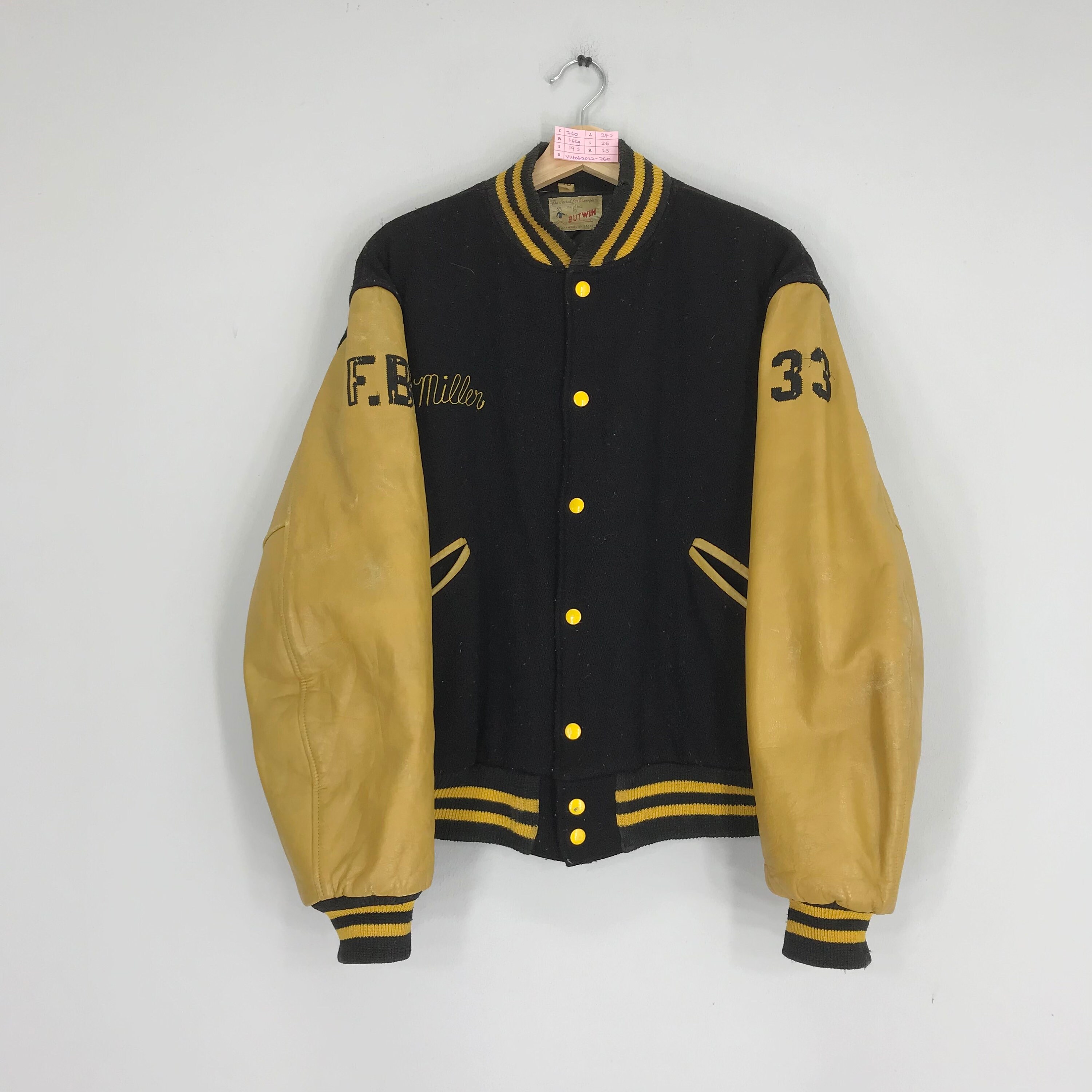 Vintage 80's Butwin Letterman Varsity Jacket Leather Sleeves