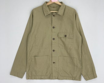 Vintage 90s Denim Jacket Buttondown Three Pocket Style Workwear Chore Jacket Brown Denim Jeans Stylish Coat Size M
