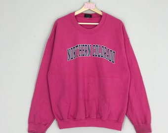 Vintage University of Northern Colorado Sweater Northern Colorado Big Logo Sweatshirt Pink Northern Colorado Crewneck Pullover Size L