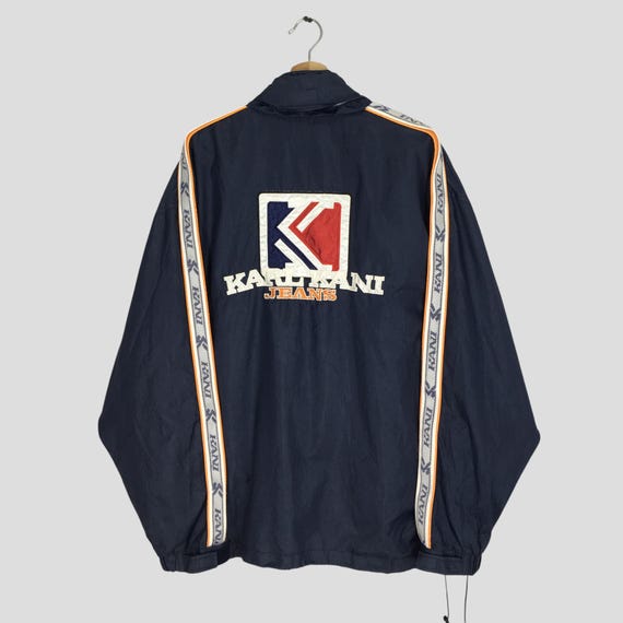 Vintage Karl Kani Jeans Blue Windbreaker Jacket Xlarge Karl Kani Sport Spell Out Big Logo Light Jacket Kani Outerwear Jacket Zipper Size XL