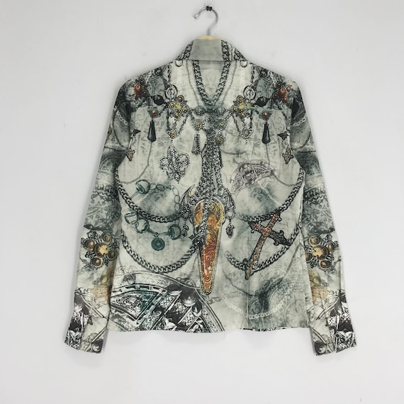Vintage 90s Novelty Baroque Silk Shirt Buttondown… - image 2