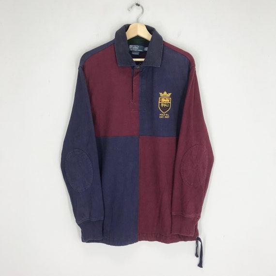 Vintage 90's Polo Ralph Lauren Rugby Shirt Colorblock Large