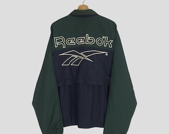 Vintage 90's Reebok Sports Windbreaker Jacket Large Reebok Embroidery Big Logo Windrunner Running Athletic Light Jacket Reebok Sport Size L