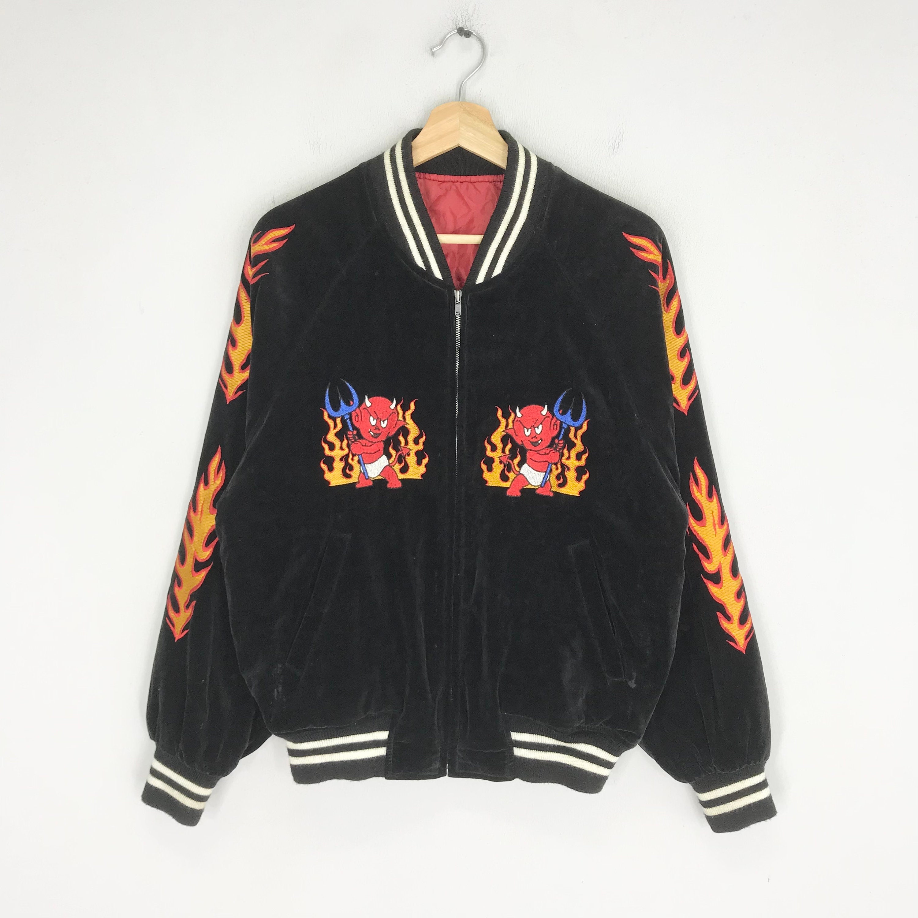 Vintage 90s Sukajan Souvenir Velvet Bomber Jacket Embroidery Vintage 90s Sukajan Souvenir Velvet Bomber Jacket Embroidery