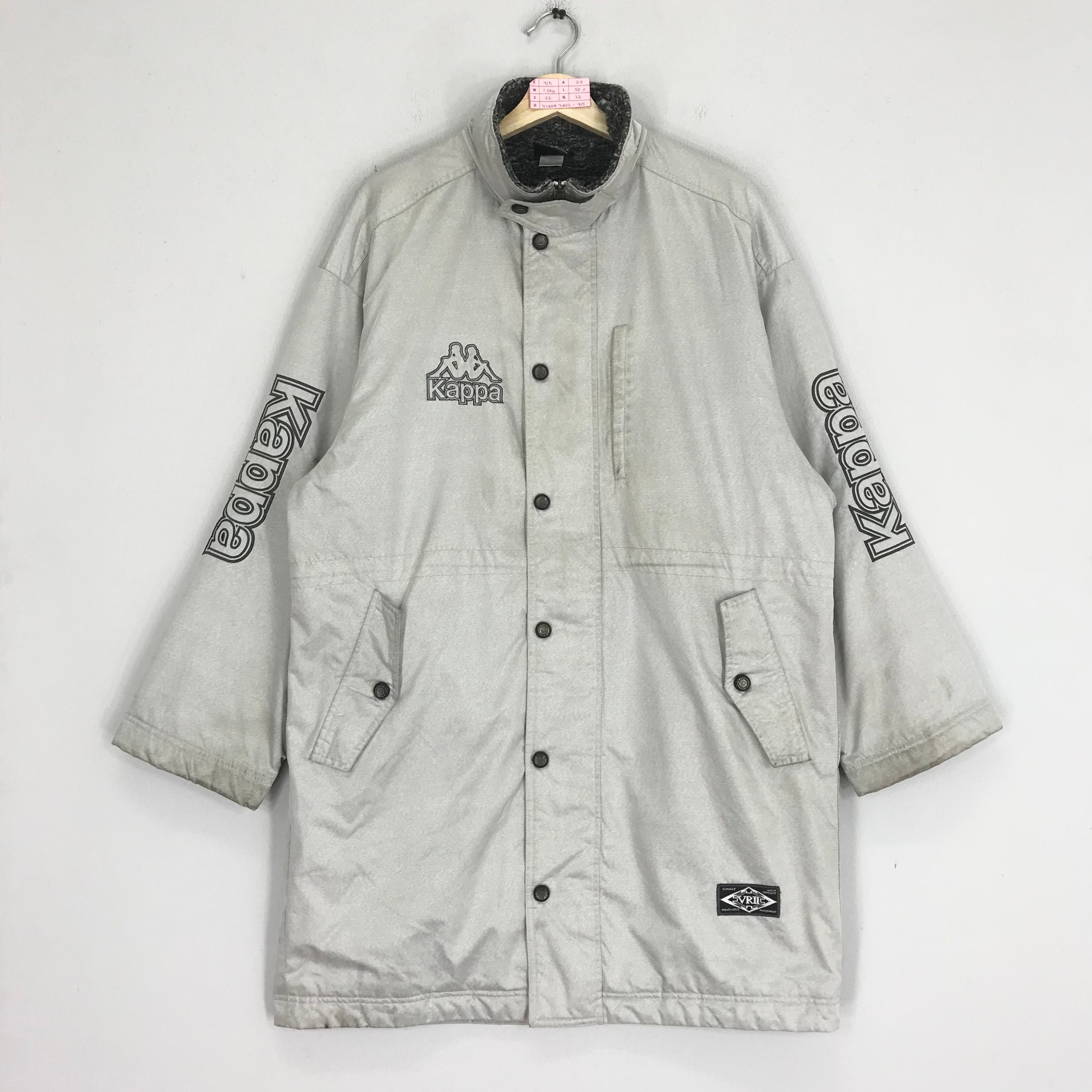 Vintage 90s Kappa Sports Big Logo Parka Jacket Gray Kappa Vintage 90s Kappa Sports Big Logo Parka Jacket Gray Kappa