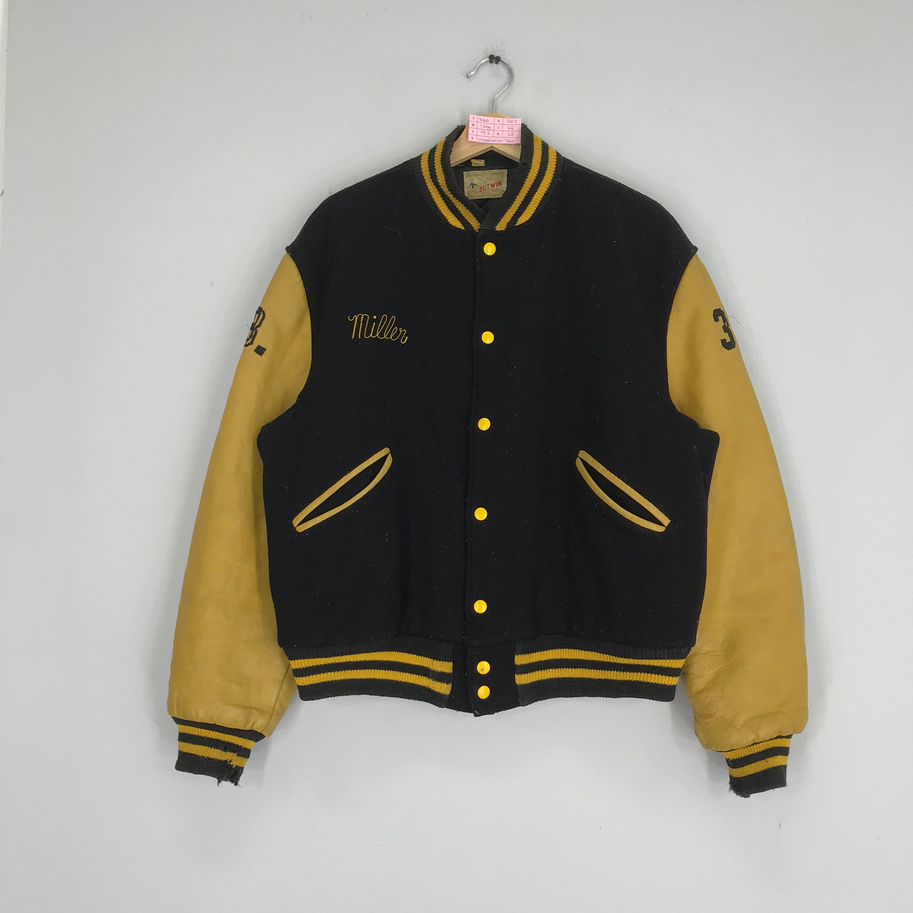 Vintage 80's Butwin Letterman Varsity Jacket Leather Sleeves Vintage 80's Butwin Letterman Varsity Jacket Leather Sleeves
