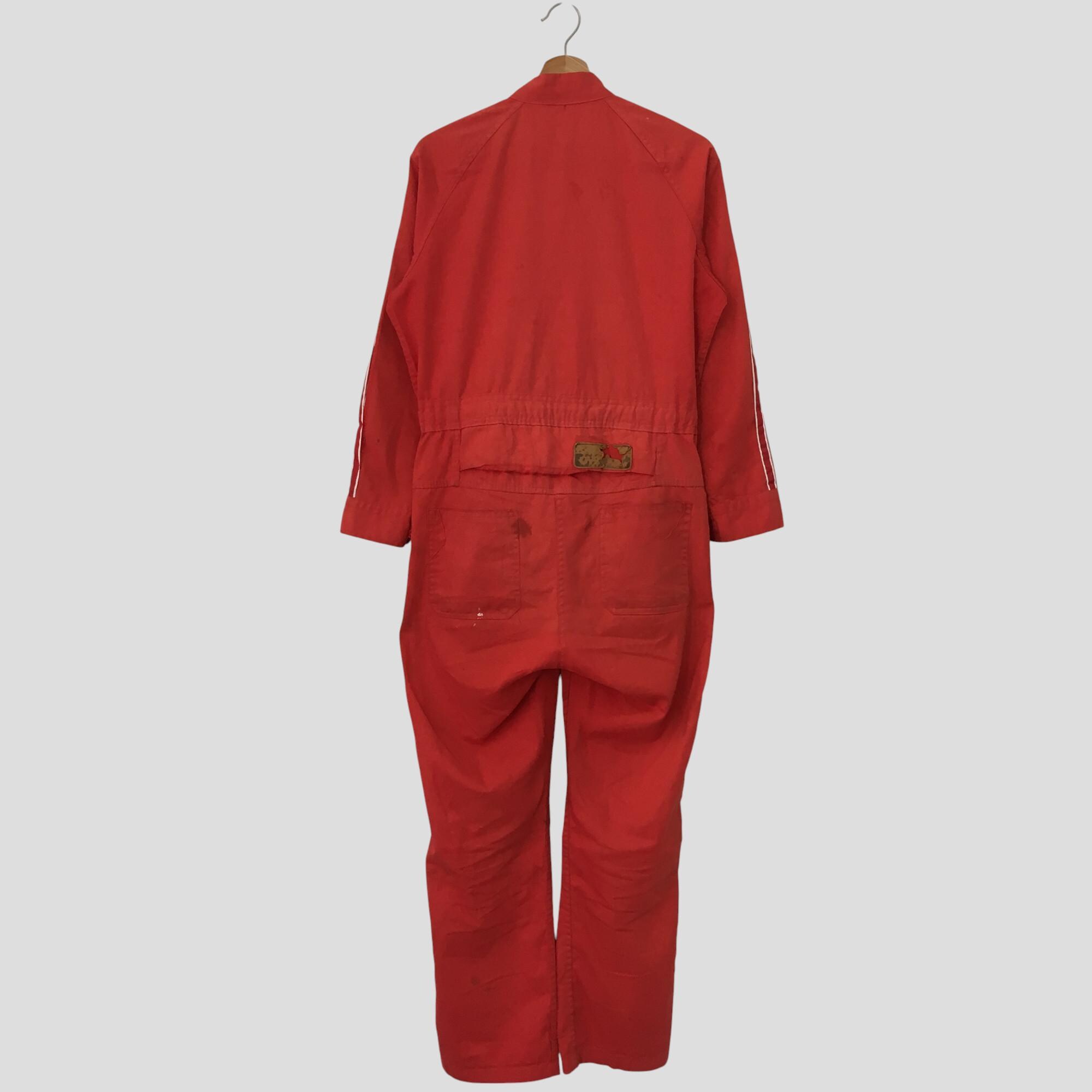 ✝️japanvintageclothing coveralls✝️ Vintage 90s Distressed Kawasaki Japanese Red Coveralls